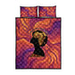 Léopold Sédar Senghor Quilt Bed Set Femme Noire Silhouette with Africa Map Pattern Vibrant Swirl Background - African Pride