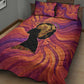 Léopold Sédar Senghor Quilt Bed Set Femme Noire Silhouette with Africa Map Pattern Vibrant Swirl Background - African Pride