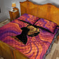 Léopold Sédar Senghor Quilt Bed Set Femme Noire Silhouette with Africa Map Pattern Vibrant Swirl Background - African Pride