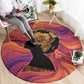 Léopold Sédar Senghor Round Carpet Femme Noire Silhouette with Africa Map Pattern Vibrant Swirl Background - African Pride