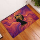 Léopold Sédar Senghor Rubber Doormat Femme Noire Silhouette with Africa Map Pattern Vibrant Swirl Background - African Pride