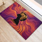 Léopold Sédar Senghor Rubber Doormat Femme Noire Silhouette with Africa Map Pattern Vibrant Swirl Background - African Pride