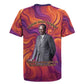 Léopold Sédar Senghor Rugby Jersey Femme Noire Silhouette with Africa Map Pattern Vibrant Swirl Background - African Pride