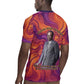 Léopold Sédar Senghor Rugby Jersey Femme Noire Silhouette with Africa Map Pattern Vibrant Swirl Background - African Pride