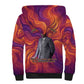 Léopold Sédar Senghor Sherpa Hoodie Femme Noire Silhouette with Africa Map Pattern Vibrant Swirl Background - African Pride