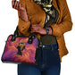 Léopold Sédar Senghor Shoulder Handbag Femme Noire Silhouette with Africa Map Pattern Vibrant Swirl Background - African Pride