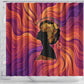 Léopold Sédar Senghor Shower Curtain Femme Noire Silhouette with Africa Map Pattern Vibrant Swirl Background - African Pride