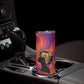Léopold Sédar Senghor Skinny Tumbler Femme Noire Silhouette with Africa Map Pattern Vibrant Swirl Background - African Pride