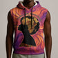 Léopold Sédar Senghor Sleeveless Hoodie Femme Noire Silhouette with Africa Map Pattern Vibrant Swirl Background - African Pride