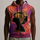 Léopold Sédar Senghor Sleeveless Zip Hoodie Femme Noire Silhouette with Africa Map Pattern Vibrant Swirl Background - African Pride