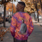 Léopold Sédar Senghor Sweatshirt Femme Noire Silhouette with Africa Map Pattern Vibrant Swirl Background - African Pride