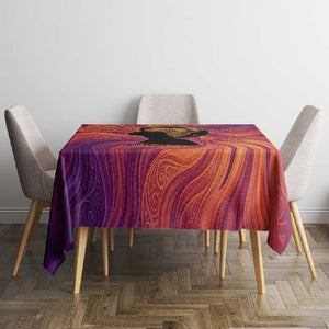 Léopold Sédar Senghor Tablecloth Femme Noire Silhouette with Africa Map Pattern Vibrant Swirl Background - African Pride