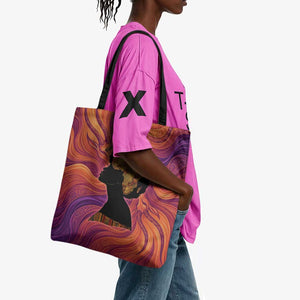 Léopold Sédar Senghor Tote Bag Femme Noire Silhouette with Africa Map Pattern Vibrant Swirl Background - African Pride