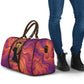 Léopold Sédar Senghor Travel Bag Femme Noire Silhouette with Africa Map Pattern Vibrant Swirl Background - African Pride