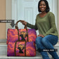 Léopold Sédar Senghor Travel Bag Femme Noire Silhouette with Africa Map Pattern Vibrant Swirl Background - African Pride