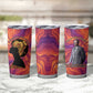 Léopold Sédar Senghor Tumbler Cup Femme Noire Silhouette with Africa Map Pattern Vibrant Swirl Background - African Pride