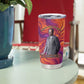 Léopold Sédar Senghor Tumbler Cup Femme Noire Silhouette with Africa Map Pattern Vibrant Swirl Background - African Pride