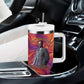 Léopold Sédar Senghor Tumbler With Handle Femme Noire Silhouette with Africa Map Pattern Vibrant Swirl Background - African Pride