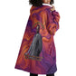 Léopold Sédar Senghor Wearable Blanket Hoodie Femme Noire Silhouette with Africa Map Pattern Vibrant Swirl Background - African Pride