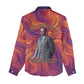 Léopold Sédar Senghor Women Casual Shirt Femme Noire Silhouette with Africa Map Pattern Vibrant Swirl Background - African Pride