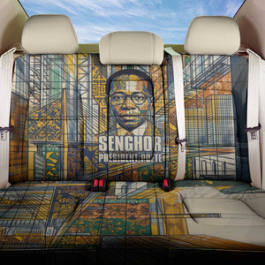 Léopold Sédar Senghor Back Car Seat Cover President Poete Portrait Futuristic African Robotic Handshake Earth and Flowers Unity - African Pride