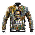 Léopold Sédar Senghor Baseball Jacket President Poete Portrait Futuristic African Robotic Handshake Earth and Flowers Unity - African Pride