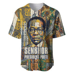 Léopold Sédar Senghor Baseball Jersey President Poete Portrait Futuristic African Robotic Handshake Earth and Flowers Unity - African Pride
