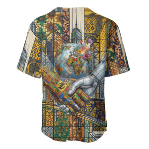Léopold Sédar Senghor Baseball Jersey President Poete Portrait Futuristic African Robotic Handshake Earth and Flowers Unity - African Pride