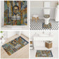 Léopold Sédar Senghor Bathroom Set President Poete Portrait Futuristic African Robotic Handshake Earth and Flowers Unity - African Pride