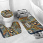 Léopold Sédar Senghor Bathroom Set President Poete Portrait Futuristic African Robotic Handshake Earth and Flowers Unity - African Pride