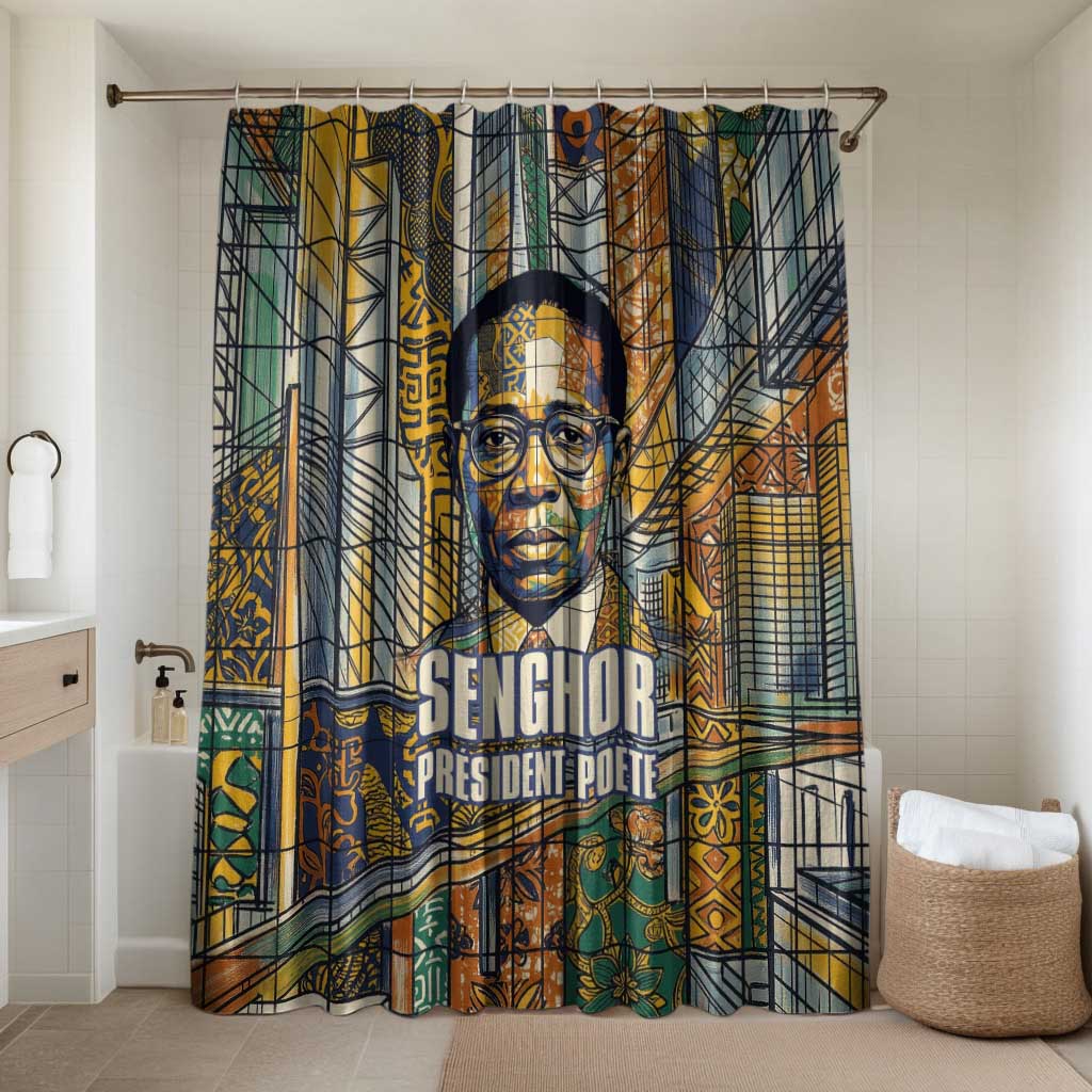 Léopold Sédar Senghor Bathroom Set President Poete Portrait Futuristic African Robotic Handshake Earth and Flowers Unity - African Pride