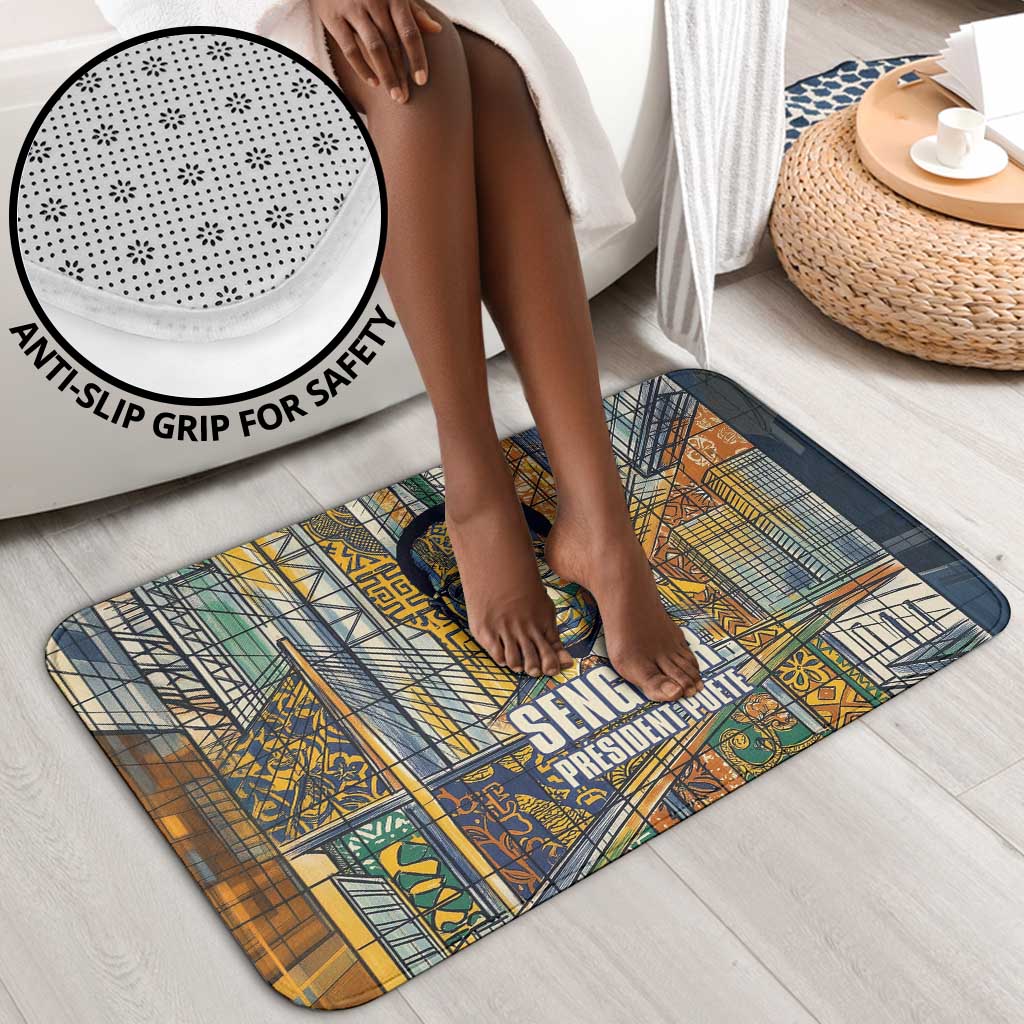 Léopold Sédar Senghor Bathroom Set President Poete Portrait Futuristic African Robotic Handshake Earth and Flowers Unity - African Pride