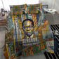 Léopold Sédar Senghor Bedding Set President Poete Portrait Futuristic African Robotic Handshake Earth and Flowers Unity - African Pride