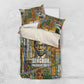 Léopold Sédar Senghor Bedding Set President Poete Portrait Futuristic African Robotic Handshake Earth and Flowers Unity - African Pride