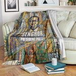 Léopold Sédar Senghor Blanket President Poete Portrait Futuristic African Robotic Handshake Earth and Flowers Unity - African Pride
