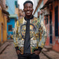 Léopold Sédar Senghor Bomber Jacket President Poete Portrait Futuristic African Robotic Handshake Earth and Flowers Unity - African Pride