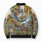 Léopold Sédar Senghor Bomber Puffer Jacket President Poete Portrait Futuristic African Robotic Handshake Earth and Flowers Unity - African Pride