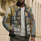 Léopold Sédar Senghor Bomber Puffer Jacket President Poete Portrait Futuristic African Robotic Handshake Earth and Flowers Unity - African Pride