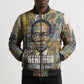 Léopold Sédar Senghor Bomber Puffer Jacket President Poete Portrait Futuristic African Robotic Handshake Earth and Flowers Unity - African Pride