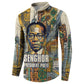 Léopold Sédar Senghor Button Sweatshirt President Poete Portrait Futuristic African Robotic Handshake Earth and Flowers Unity