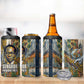 Léopold Sédar Senghor 4 in 1 Can Cooler Tumbler President Poete Portrait Futuristic African Robotic Handshake Earth and Flowers Unity - African Pride