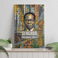 Léopold Sédar Senghor Canvas Wall Art President Poete Portrait Futuristic African Robotic Handshake Earth and Flowers Unity - African Pride