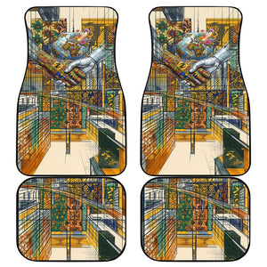 Léopold Sédar Senghor Car Mats President Poete Portrait Futuristic African Robotic Handshake Earth and Flowers Unity - African Pride