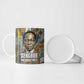 Léopold Sédar Senghor Ceramic Mug President Poete Portrait Futuristic African Robotic Handshake Earth and Flowers Unity - African Pride