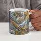 Léopold Sédar Senghor Ceramic Mug President Poete Portrait Futuristic African Robotic Handshake Earth and Flowers Unity - African Pride