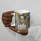 Léopold Sédar Senghor Ceramic Mug President Poete Portrait Futuristic African Robotic Handshake Earth and Flowers Unity - African Pride