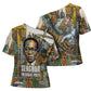 Léopold Sédar Senghor Cross Shoulder Shirt President Poete Portrait Futuristic African Robotic Handshake Earth and Flowers Unity - African Pride