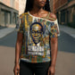 Léopold Sédar Senghor Cross Shoulder Shirt President Poete Portrait Futuristic African Robotic Handshake Earth and Flowers Unity - African Pride