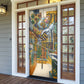 Léopold Sédar Senghor Door Cover President Poete Portrait Futuristic African Robotic Handshake Earth and Flowers Unity - African Pride
