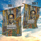 Léopold Sédar Senghor Garden Flag President Poete Portrait Futuristic African Robotic Handshake Earth and Flowers Unity - African Pride